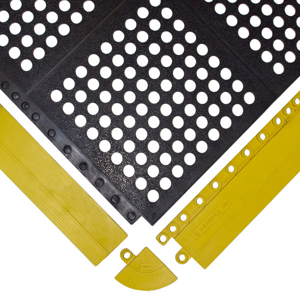 24/Seven LockSafe Corner, Grease Resistant Yellow Mat- Case of 4