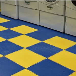Locktile interlock flooring for laundry areas