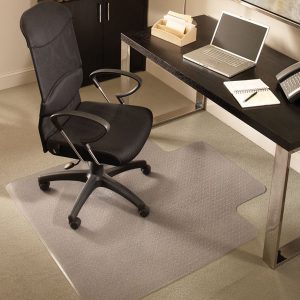 Mastermat Office Chair Mats for Carpeted Floors Clear Heavy Duty for Low and Medium Pile Beveled Edge with Lip 0.145 Shipped Flat Studded Desk Floor Mat Large 45 X 53 Thick 5/32” 
