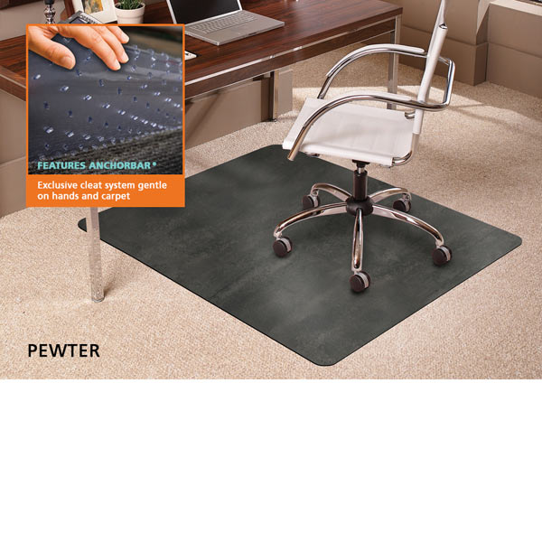 Heavy Duty Low Pile Carpet Chair Mat with Beveled Edge & Lip-36 W